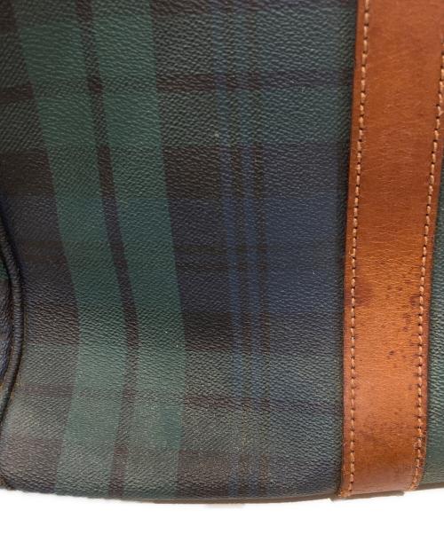 POLO RALPH LAUREN（ポロ・ラルフローレン）POLO RALPH LAUREN (ポロ・ラルフローレン) チェック ボストンバッグ グリーン×ブラウンの古着・服飾アイテム