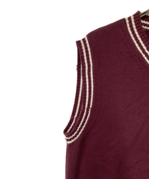 Maison Margiela（メゾンマルジェラ）Maison Margiela (メゾンマルジェラ) ダメージ加工コットンカシミヤ ニットベスト ボルドー サイズ:1の古着・服飾アイテム
