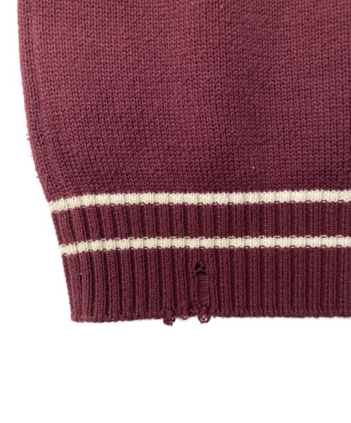 Maison Margiela（メゾンマルジェラ）Maison Margiela (メゾンマルジェラ) ダメージ加工コットンカシミヤ ニットベスト ボルドー サイズ:1の古着・服飾アイテム