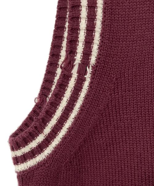 Maison Margiela（メゾンマルジェラ）Maison Margiela (メゾンマルジェラ) ダメージ加工コットンカシミヤ ニットベスト ボルドー サイズ:1の古着・服飾アイテム