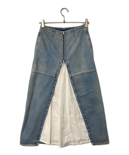 MM6 Maison Margiela（エムエムシックスメゾンマルジェラ）MM6 Maison Margiela (エムエムシックスメゾンマルジェラ) 切替デニムスカート ブルー×ホワイト サイズ:36の古着・服飾アイテム