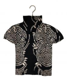 me ISSEY MIYAKE（ミーイッセイ ミヤケ）の古着「総柄プリーツカットソー」｜ブラック