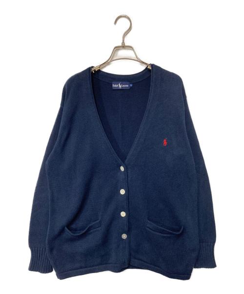 RALPH LAUREN（ラルフローレン）RALPH LAUREN (ラルフローレン) ポニー刺繍ニットカーディガン ネイビー サイズ:Lの古着・服飾アイテム