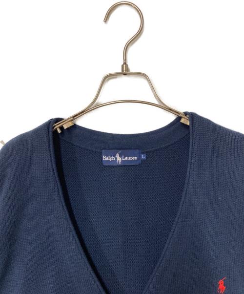 RALPH LAUREN（ラルフローレン）RALPH LAUREN (ラルフローレン) ポニー刺繍ニットカーディガン ネイビー サイズ:Lの古着・服飾アイテム