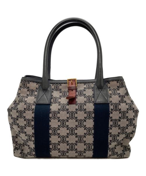 CELINE（セリーヌ）CELINE (セリーヌ) 総柄ハンドバッグ ネイビー×グレーの古着・服飾アイテム
