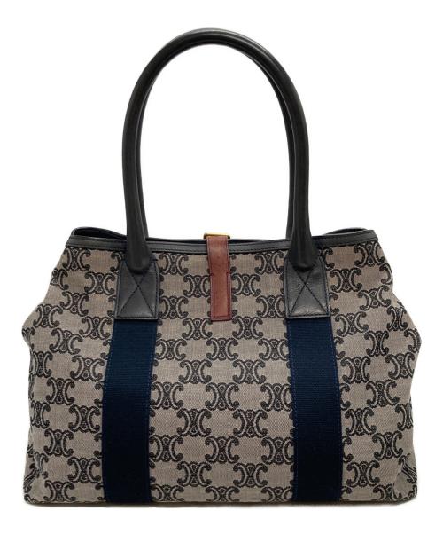 CELINE（セリーヌ）CELINE (セリーヌ) 総柄ハンドバッグ ネイビー×グレーの古着・服飾アイテム