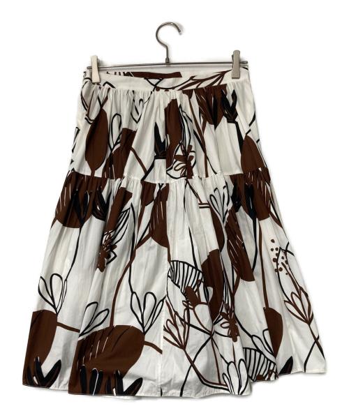 MARNI（マルニ）MARNI (マルニ) 総柄スカート ホワイト×ブラウン サイズ:40の古着・服飾アイテム