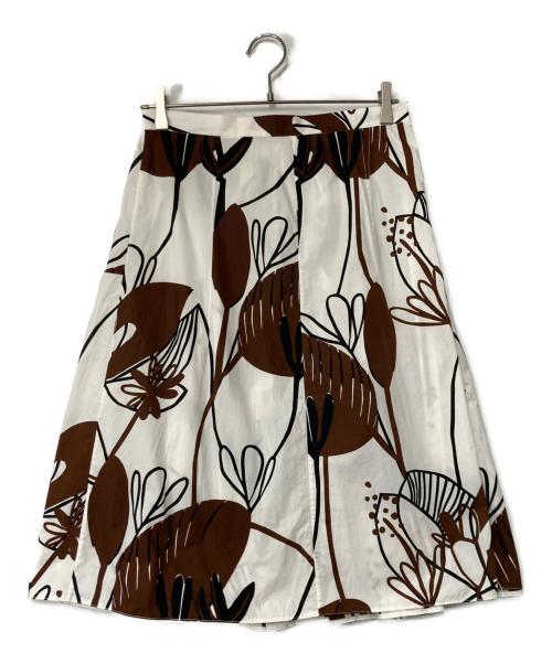 MARNI（マルニ）MARNI (マルニ) 総柄スカート ホワイト×ブラウン サイズ:40の古着・服飾アイテム