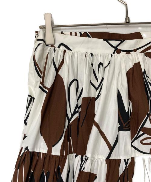 MARNI（マルニ）MARNI (マルニ) 総柄スカート ホワイト×ブラウン サイズ:40の古着・服飾アイテム