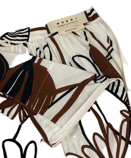 MARNI（マルニ）MARNI (マルニ) 総柄スカート ホワイト×ブラウン サイズ:40の古着・服飾アイテム