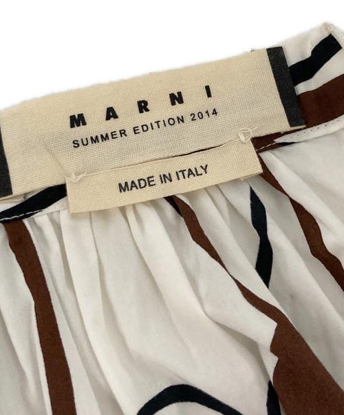 MARNI（マルニ）MARNI (マルニ) 総柄スカート ホワイト×ブラウン サイズ:40の古着・服飾アイテム