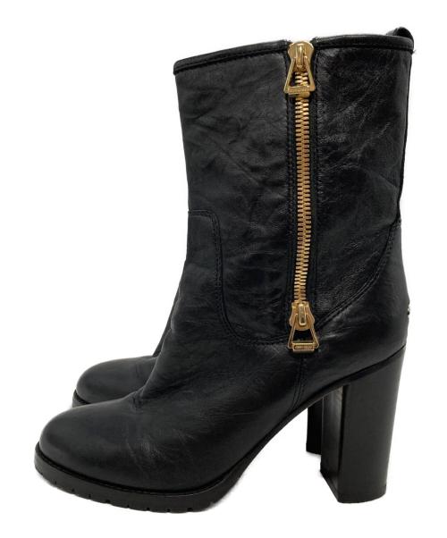 JIMMY CHOO（ジミーチュウ）JIMMY CHOO (ジミーチュウ) サイドジップハイヒールブーツ ブラック サイズ:38.5の古着・服飾アイテム