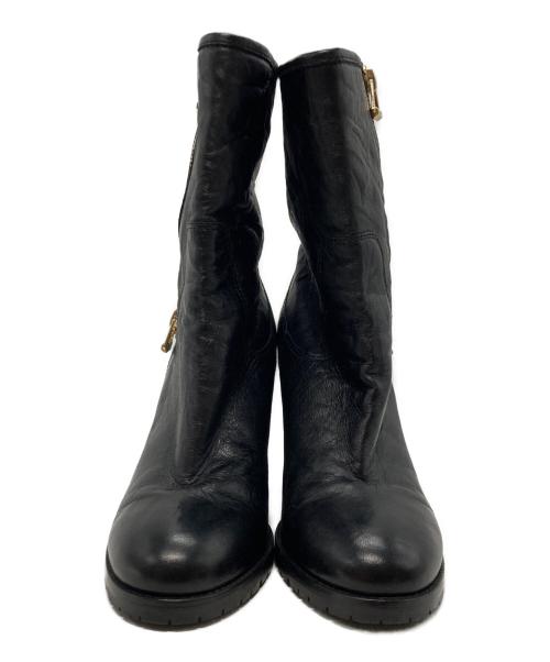 JIMMY CHOO（ジミーチュウ）JIMMY CHOO (ジミーチュウ) サイドジップハイヒールブーツ ブラック サイズ:38.5の古着・服飾アイテム