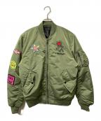 ALPHA×Keith Haringアルファ×キースヘリング）の古着「MA-1ジャケット」｜カーキ