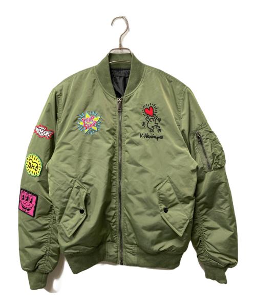 ALPHA（アルファ）ALPHA (アルファ) Keith Haring (キースヘリング) MA-1ジャケット カーキ サイズ:Sの古着・服飾アイテム