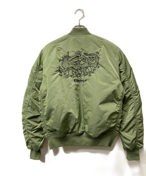ALPHA（アルファ）ALPHA (アルファ) Keith Haring (キースヘリング) MA-1ジャケット カーキ サイズ:Sの古着・服飾アイテム