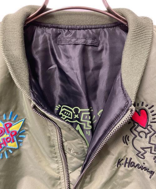 ALPHA（アルファ）ALPHA (アルファ) Keith Haring (キースヘリング) MA-1ジャケット カーキ サイズ:Sの古着・服飾アイテム