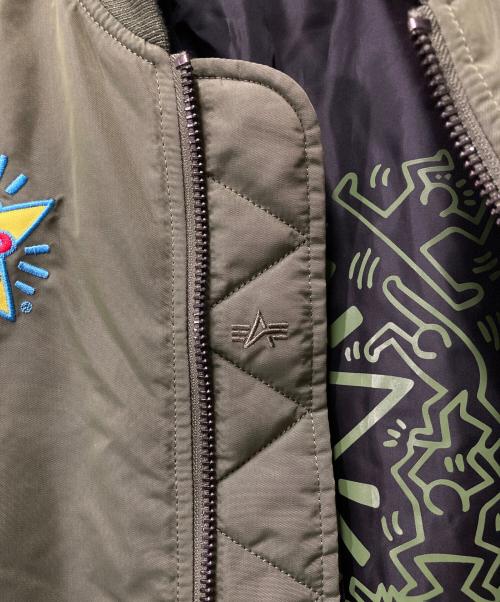 ALPHA（アルファ）ALPHA (アルファ) Keith Haring (キースヘリング) MA-1ジャケット カーキ サイズ:Sの古着・服飾アイテム