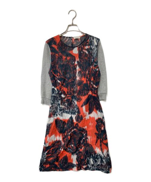 DRIES VAN NOTEN（ドリスヴァンノッテン）DRIES VAN NOTEN (ドリスヴァンノッテン) 切替ワンピース グレー×レッド サイズ:36の古着・服飾アイテム