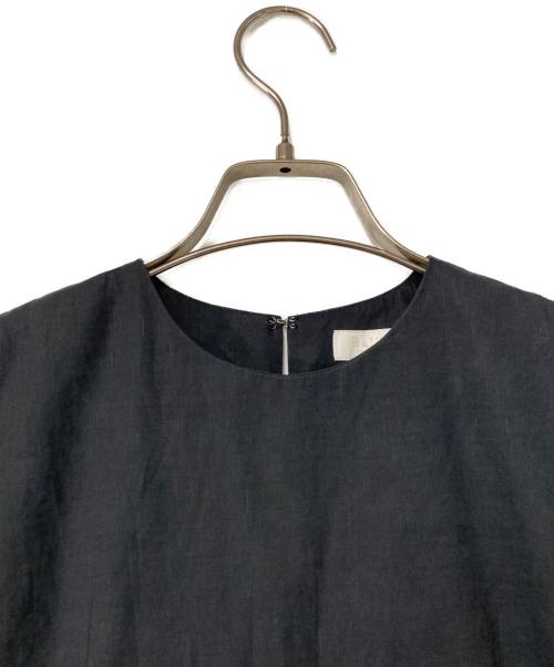 BALLSEY（ボールジィ）BALLSEY (ボールジィ) リネンコットンムーブ フレンチスリーブティアードワンピース ブラック サイズ:36の古着・服飾アイテム