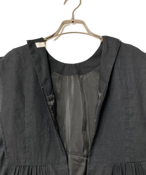 BALLSEY（ボールジィ）BALLSEY (ボールジィ) リネンコットンムーブ フレンチスリーブティアードワンピース ブラック サイズ:36の古着・服飾アイテム