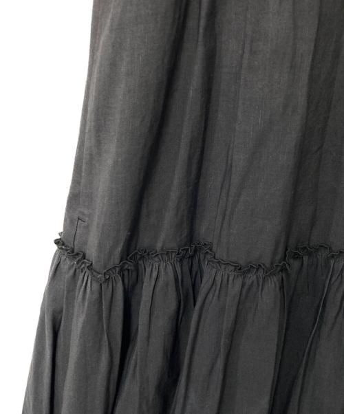 BALLSEY（ボールジィ）BALLSEY (ボールジィ) リネンコットンムーブ フレンチスリーブティアードワンピース ブラック サイズ:36の古着・服飾アイテム