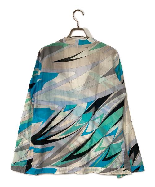 Emilio Pucci（エミリオ プッチ）Emilio Pucci (エミリオ プッチ) 総柄ブラウス ブルー×ホワイト サイズ:36の古着・服飾アイテム