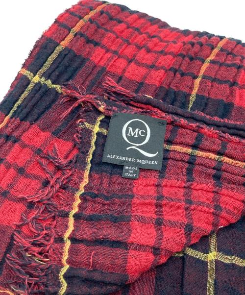 ALEXANDER McQUEEN（アレキサンダーマックイーン）ALEXANDER McQUEEN (アレキサンダーマックイーン) チェック柄ストール ブラック×レッドの古着・服飾アイテム