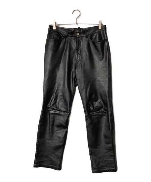 Yohji Yamamoto D'URBAN（ヨウジヤマモト ダーバン A.A.R）Yohji Yamamoto D'URBAN (ヨウジヤマモト ダーバン A.A.R) カウレザーストレートパンツ ブラック サイズ:Lの古着・服飾アイテム