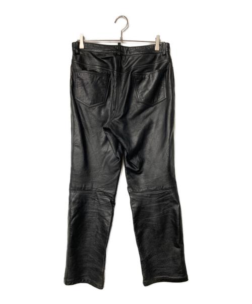 Yohji Yamamoto D'URBAN（ヨウジヤマモト ダーバン A.A.R）Yohji Yamamoto D'URBAN (ヨウジヤマモト ダーバン A.A.R) カウレザーストレートパンツ ブラック サイズ:Lの古着・服飾アイテム