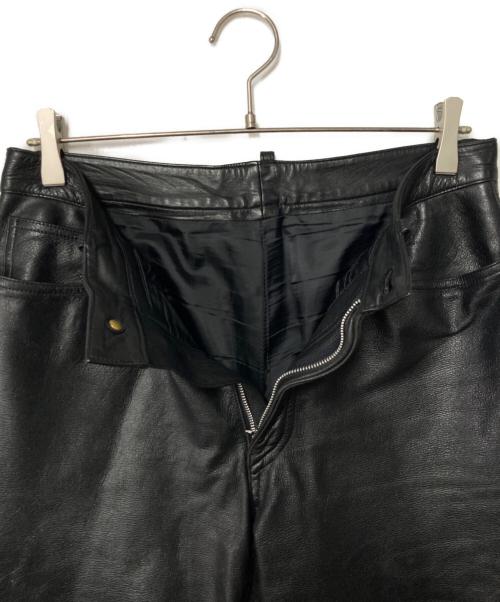 Yohji Yamamoto D'URBAN（ヨウジヤマモト ダーバン A.A.R）Yohji Yamamoto D'URBAN (ヨウジヤマモト ダーバン A.A.R) カウレザーストレートパンツ ブラック サイズ:Lの古着・服飾アイテム