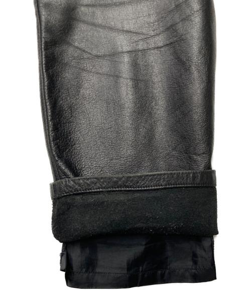 Yohji Yamamoto D'URBAN（ヨウジヤマモト ダーバン A.A.R）Yohji Yamamoto D'URBAN (ヨウジヤマモト ダーバン A.A.R) カウレザーストレートパンツ ブラック サイズ:Lの古着・服飾アイテム