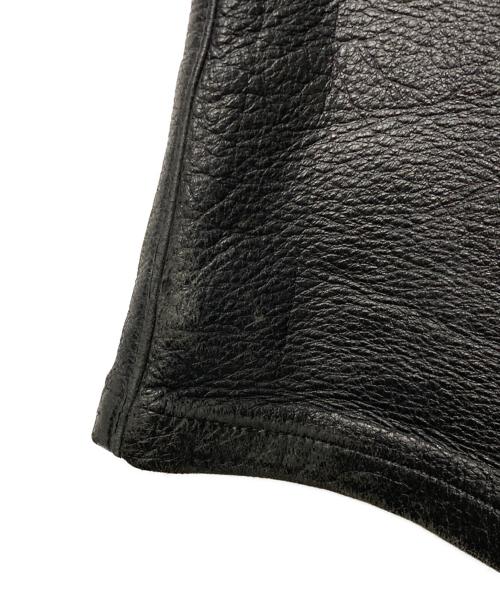 Yohji Yamamoto D'URBAN（ヨウジヤマモト ダーバン A.A.R）Yohji Yamamoto D'URBAN (ヨウジヤマモト ダーバン A.A.R) カウレザーストレートパンツ ブラック サイズ:Lの古着・服飾アイテム