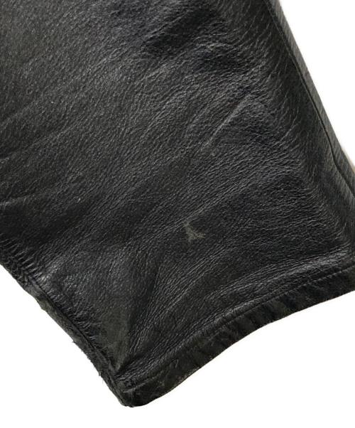 Yohji Yamamoto D'URBAN（ヨウジヤマモト ダーバン A.A.R）Yohji Yamamoto D'URBAN (ヨウジヤマモト ダーバン A.A.R) カウレザーストレートパンツ ブラック サイズ:Lの古着・服飾アイテム