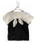Christian Dior（クリスチャン ディオール）の古着「コットンリネン ボウタイブラウス」｜ブラック×ホワイト