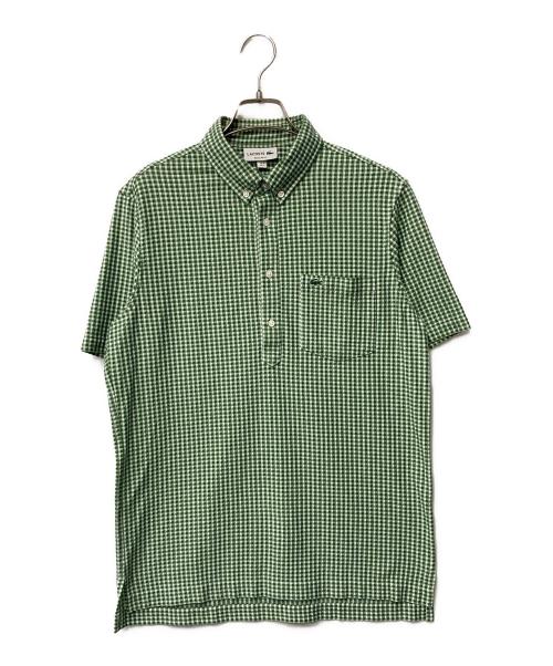 LACOSTE（ラコステ）LACOSTE (ラコステ) クールマックスブレンドジャガード半袖ポロシャツ グリーン×ホワイト サイズ:Mの古着・服飾アイテム