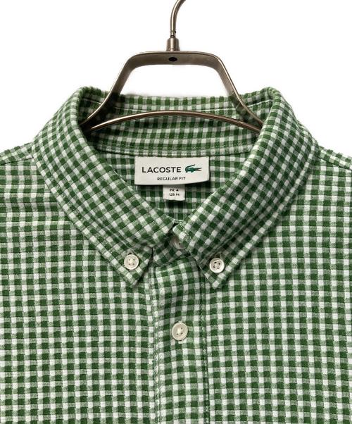 LACOSTE（ラコステ）LACOSTE (ラコステ) クールマックスブレンドジャガード半袖ポロシャツ グリーン×ホワイト サイズ:Mの古着・服飾アイテム