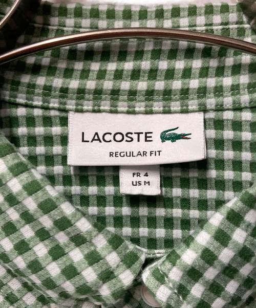 LACOSTE（ラコステ）LACOSTE (ラコステ) クールマックスブレンドジャガード半袖ポロシャツ グリーン×ホワイト サイズ:Mの古着・服飾アイテム
