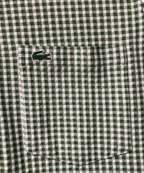 LACOSTE（ラコステ）LACOSTE (ラコステ) クールマックスブレンドジャガード半袖ポロシャツ グリーン×ホワイト サイズ:Mの古着・服飾アイテム