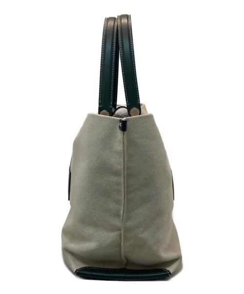 IACUCCI（イアクッチ）IACUCCI (イアクッチ) キャンバストートバッグ ベージュ×グリーンの古着・服飾アイテム