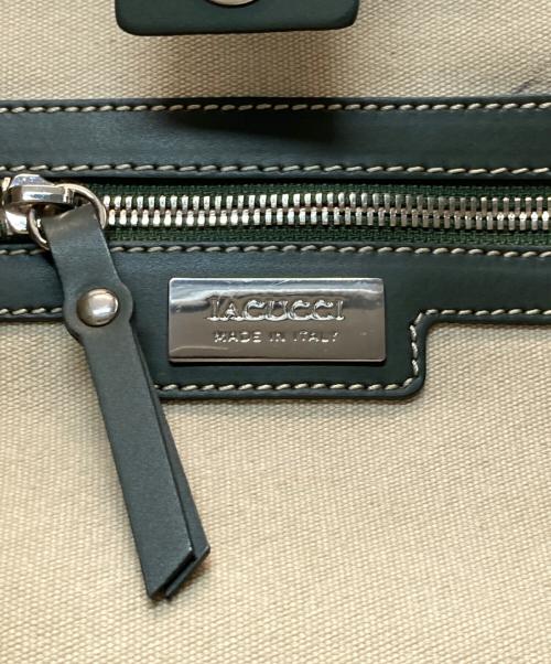 IACUCCI（イアクッチ）IACUCCI (イアクッチ) キャンバストートバッグ ベージュ×グリーンの古着・服飾アイテム