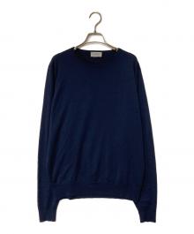 JOHN SMEDLEY（ジョンスメドレー）の古着「クルーネックウールニット」｜ネイビー