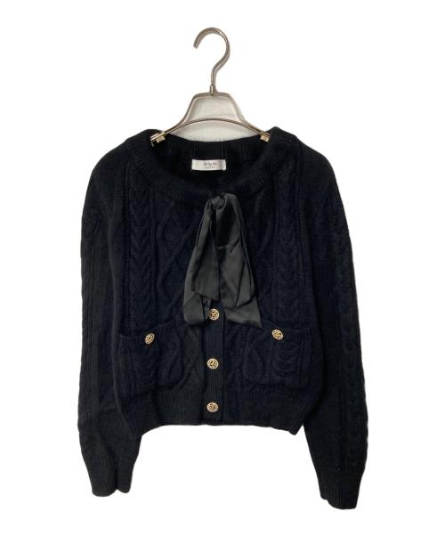 HER LIP TO（ハーリップトゥ）Her lip to (ハーリップトゥ) Aerienne Cable-Knit Ribbon Cardigan ブラック サイズ:SIZE Freeの古着・服飾アイテム