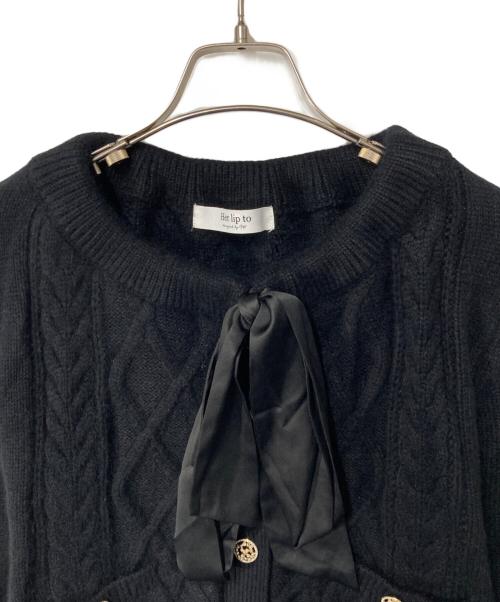 HER LIP TO（ハーリップトゥ）Her lip to (ハーリップトゥ) Aerienne Cable-Knit Ribbon Cardigan ブラック サイズ:SIZE Freeの古着・服飾アイテム
