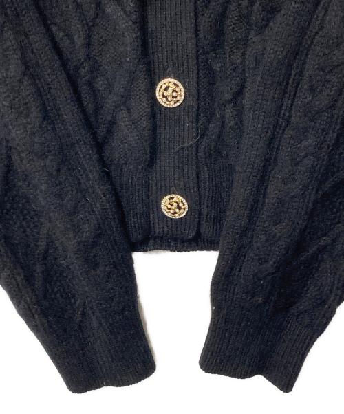 HER LIP TO（ハーリップトゥ）Her lip to (ハーリップトゥ) Aerienne Cable-Knit Ribbon Cardigan ブラック サイズ:SIZE Freeの古着・服飾アイテム