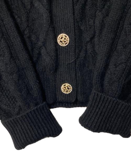 HER LIP TO（ハーリップトゥ）Her lip to (ハーリップトゥ) Aerienne Cable-Knit Ribbon Cardigan ブラック サイズ:SIZE Freeの古着・服飾アイテム