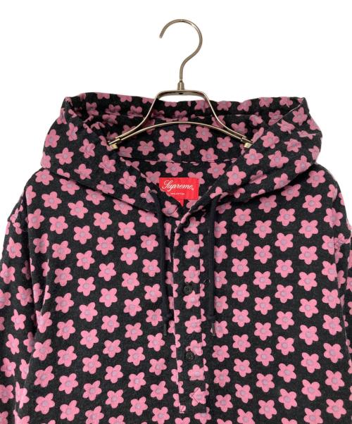 SUPREME（シュプリーム）Supreme (シュプリーム) Hooded Flower Flannel Shirt ブラック×ピンク サイズ:Ｍの古着・服飾アイテム
