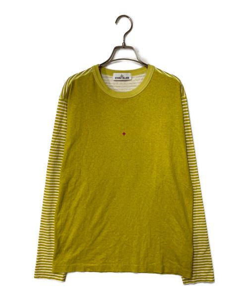 STONE ISLAND（ストーンアイランド）STONE ISLAND (ストーンアイランド) MARINA プリント ボーダーカットソー イエロー サイズ:Mの古着・服飾アイテム
