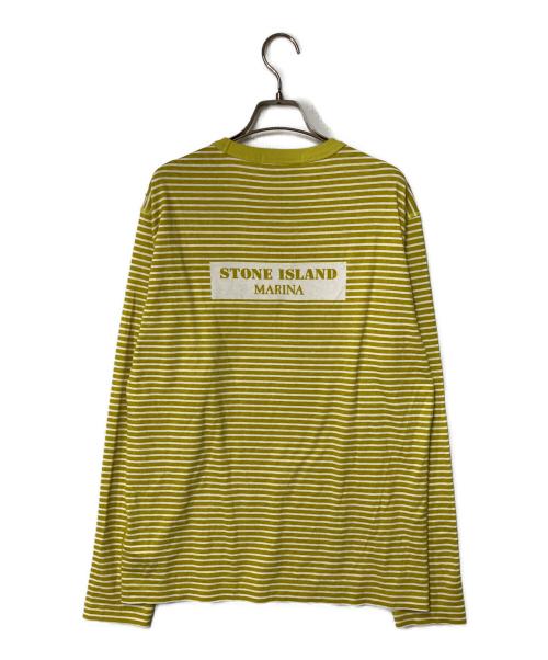 STONE ISLAND（ストーンアイランド）STONE ISLAND (ストーンアイランド) MARINA プリント ボーダーカットソー イエロー サイズ:Mの古着・服飾アイテム