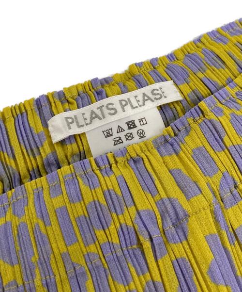PLEATS PLEASE（プリーツプリーズ）PLEATS PLEASE (プリーツプリーズ) 総柄プリーツパンツ イエロー×グレー サイズ:2の古着・服飾アイテム